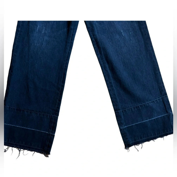 Sandrine Rose Los Angeles black wide leg embroidered jeans size 24 Fray Hem - Picture 4 of 16